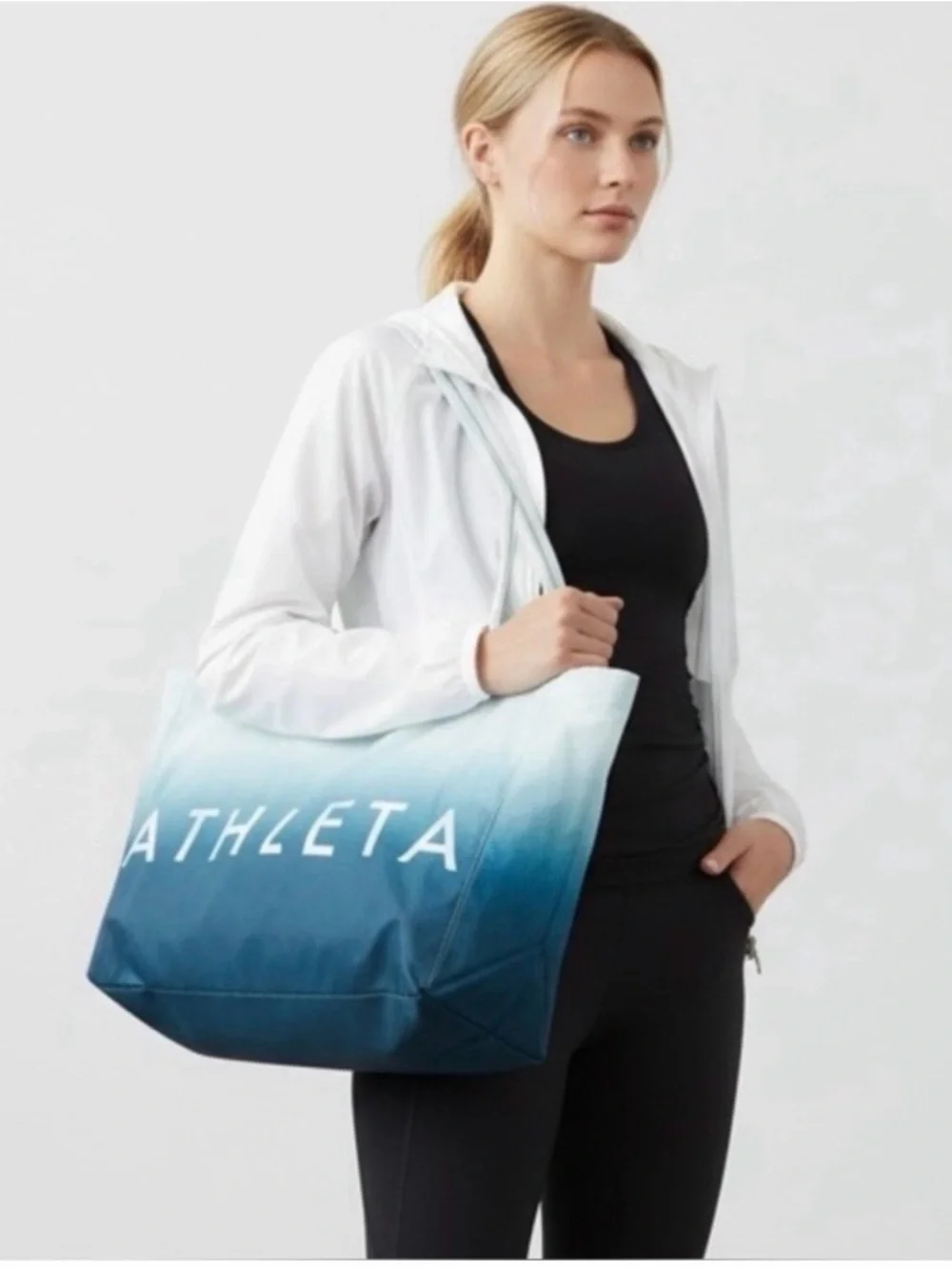 NWT Athleta Ombre Tote bag in Mint and Teal Gradient - Picture 3 of 5